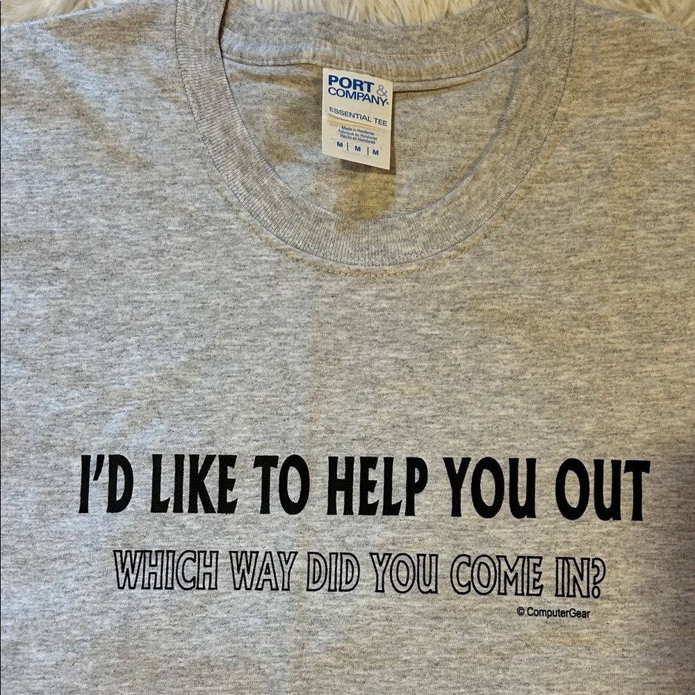 Gray Graphic T-Shirt with Humorous Text